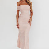 Kailey Off-Shoulder Maxi Dress Spangle Blush