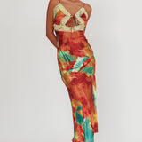 Saga Bust Keyhole Satin Maxi Dress Green