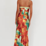 Saga Bust Keyhole Satin Maxi Dress Green