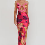 Saga Bust Keyhole Satin Maxi Dress Purple