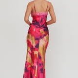 Saga Bust Keyhole Satin Maxi Dress Purple