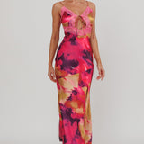 Saga Bust Keyhole Satin Maxi Dress Purple