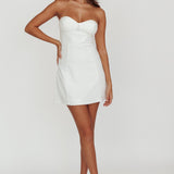 Ginger Strapless Sweetheart Mini Dress Off White