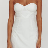 Ginger Strapless Sweetheart Mini Dress Off White