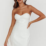 Ginger Strapless Sweetheart Mini Dress Off White