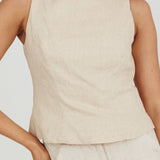 Lyre Song Backless Sleeveless Top Stone