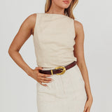 Lyre Song Backless Sleeveless Top Stone