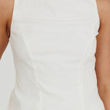 Lyre Song Backless Sleeveless Top White
