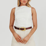 Lyre Song Backless Sleeveless Top White