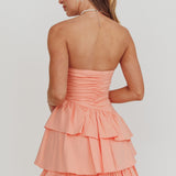 Destini Strapless Layered Frill Mini Dress Blush