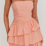 Destini Strapless Layered Frill Mini Dress Blush