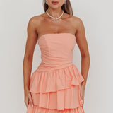 Destini Strapless Layered Frill Mini Dress Blush
