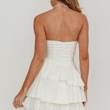 Destini Strapless Layered Frill Mini Dress Off White