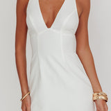 Ashe Crossover Back V Neck Mini Dress White