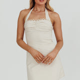 Jovial Halterneck Mini Dress Stone