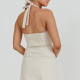 Jovial Halterneck Mini Dress Stone