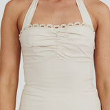 Jovial Halterneck Mini Dress Stone