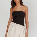 Marzipan Strapless Contrast Mini Dress Black Cream