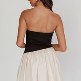 Marzipan Strapless Contrast Mini Dress Black Cream
