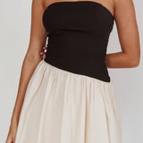 Marzipan Strapless Contrast Mini Dress Black Cream