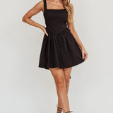 Irenic Bow Flare Mini Dress Black
