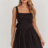Irenic Bow Flare Mini Dress Black