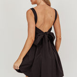 Irenic Bow Flare Mini Dress Black