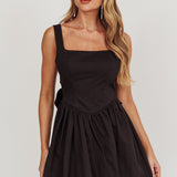 Irenic Bow Flare Mini Dress Black