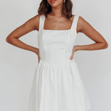 Irenic Bow Flare Mini Dress White