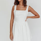 Irenic Bow Flare Mini Dress White