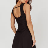 High Tide Buttoned Textured Mini Dress Black
