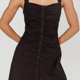 High Tide Buttoned Textured Mini Dress Black