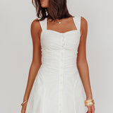 High Tide Buttoned Textured Mini Dress White