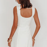 High Tide Buttoned Textured Mini Dress White