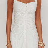 High Tide Buttoned Textured Mini Dress White