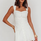 High Tide Buttoned Textured Mini Dress White