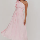 Antheia One-Shoulder Maxi Dress Baby Pink