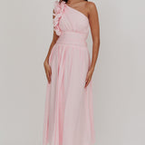 Antheia One-Shoulder Maxi Dress Baby Pink