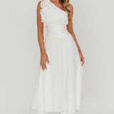 Antheia One-Shoulder Maxi Dress White