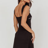 Doves Contrast Bow Mini Dress Black