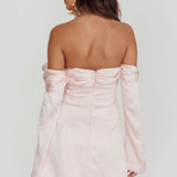 Lilith Off Shoulder Bow Mini Dress Blush