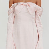 Lilith Off Shoulder Bow Mini Dress Blush