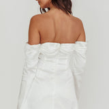 Lilith Off Shoulder Bow Mini Dress White