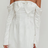 Lilith Off Shoulder Bow Mini Dress White