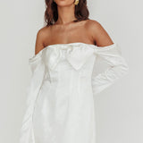 Lilith Off Shoulder Bow Mini Dress White