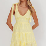 Ardent Tied Shoulder Mini Dress Lemon