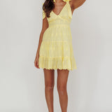 Ardent Tied Shoulder Mini Dress Lemon