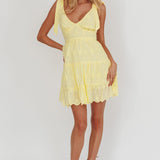 Ardent Tied Shoulder Mini Dress Lemon
