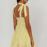 Ardent Tied Shoulder Mini Dress Lemon