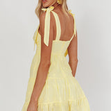 Ardent Tied Shoulder Mini Dress Lemon